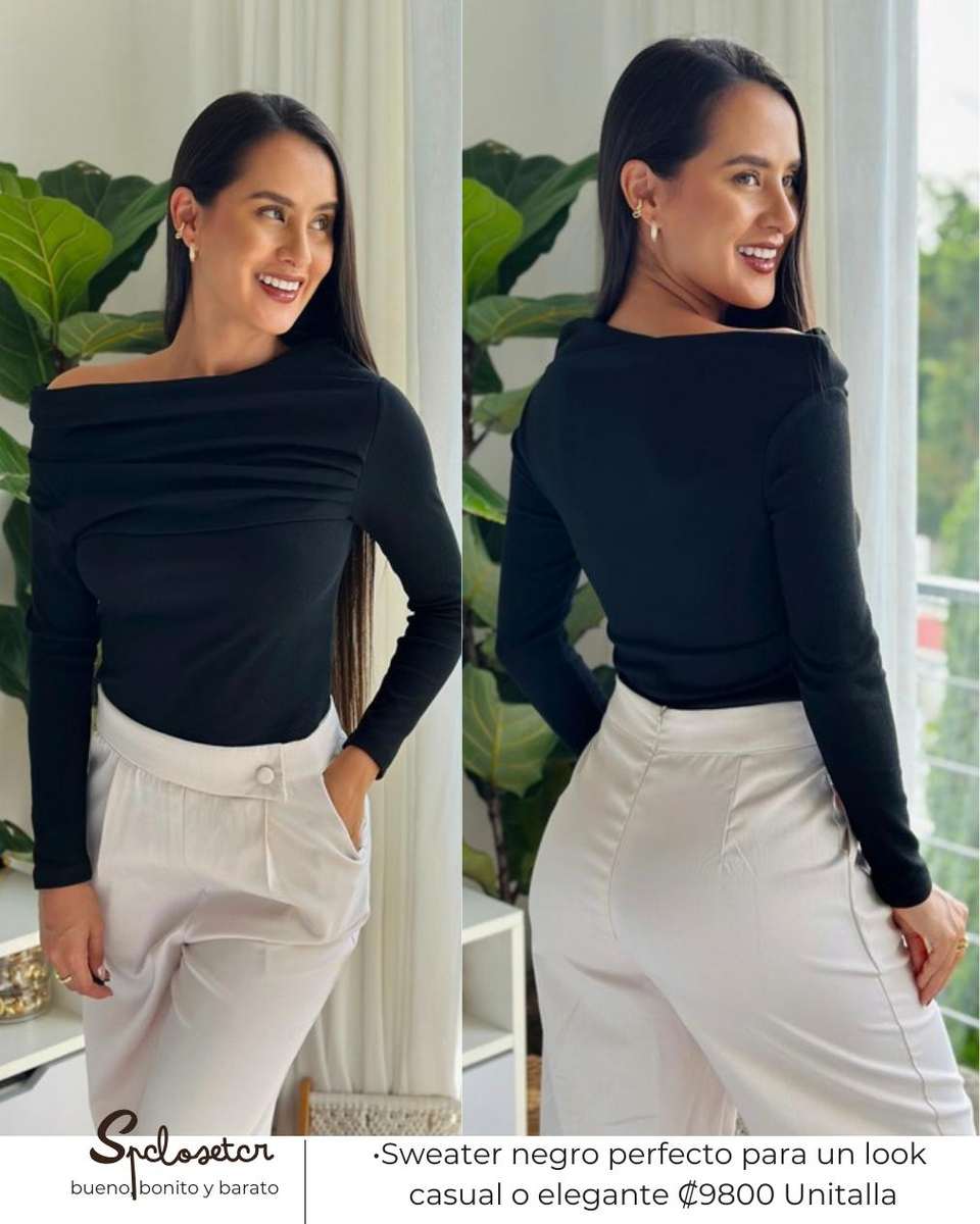 Sweater negro perfecto para un look casual o elegante