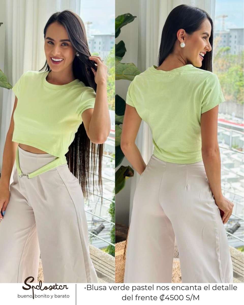 Blusa verde pastel nos encanta el detalle del frente