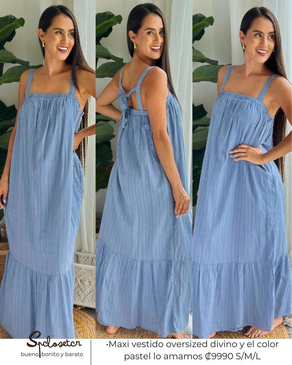 Maxi vestido oversized divino y el color pastel lo amamos