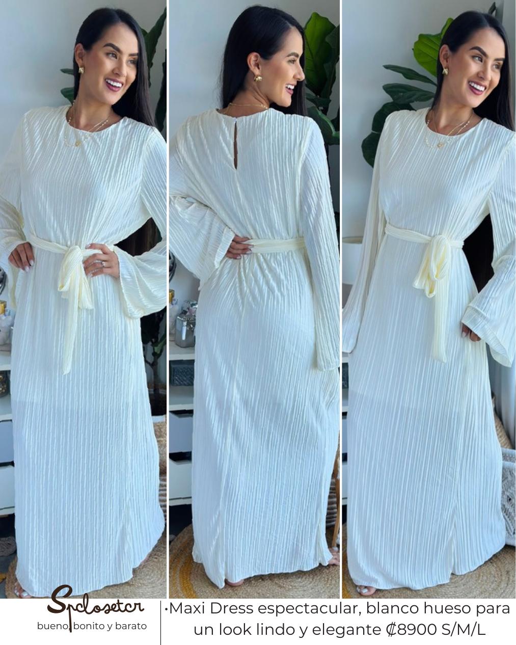 Maxi Dress espectacular, blanco hueso para un look lindo y elegante